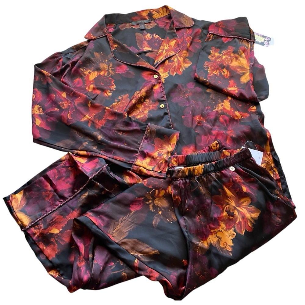 NWT Midnight Bakery Dylan Floral Print Satin Pajamas - Picture 2 of 10